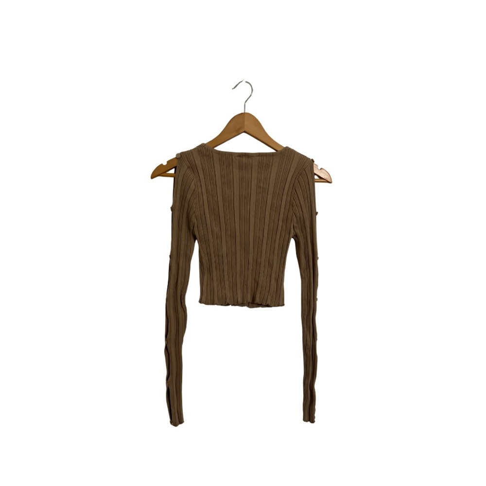 Hera Collection Brown Ribbed Crop Top - Picture 2 of 4